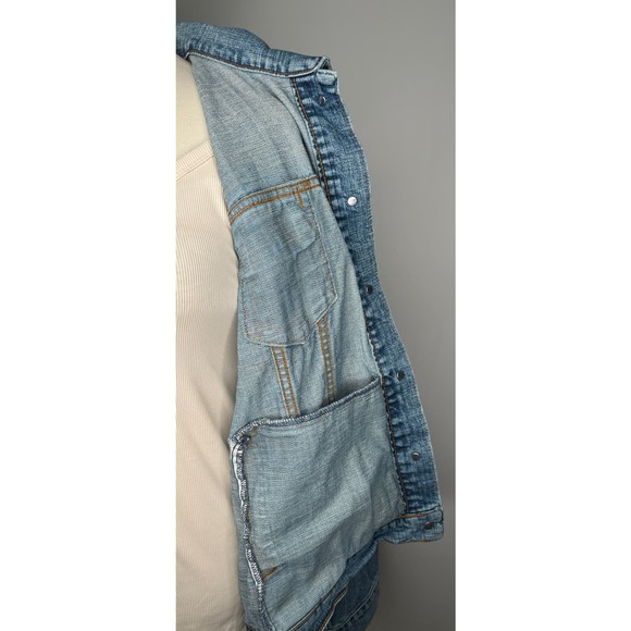 Levi's denim Trucker jacket medium wash button up red tag women's pockets 3X - Picture 13 of 14